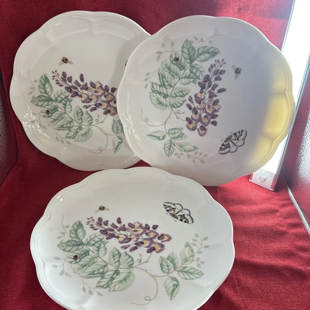 Set of 3 Lenox Butterfly Meadow Plates 9